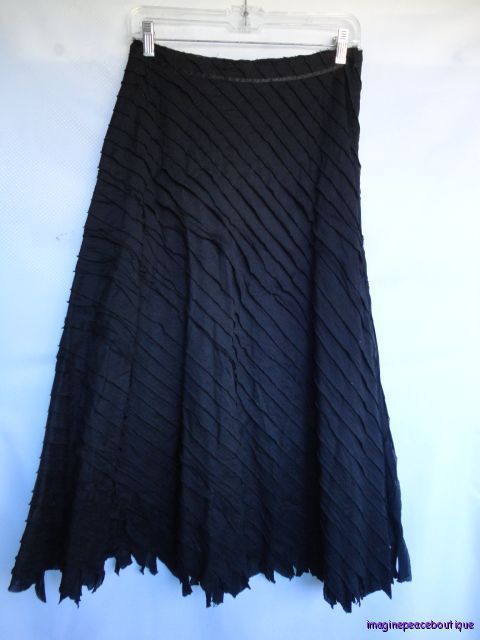 Ideology  Black Cotton Dimensional Asymm Lagenlook Aline Skirt