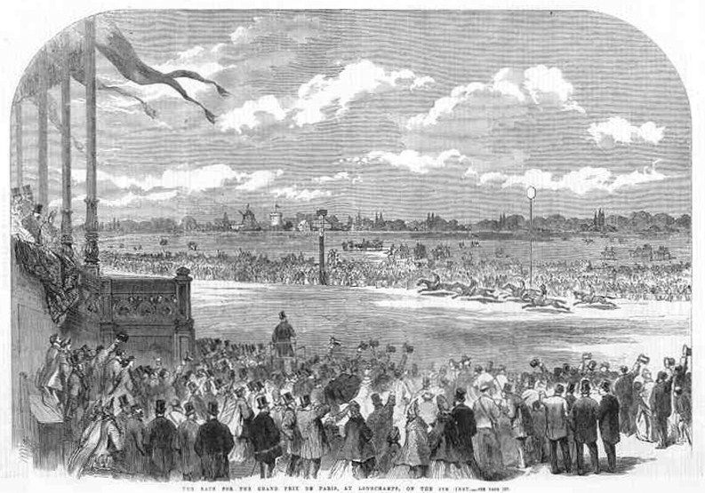 Horse Racing Longchamps Old Antique Print 1864