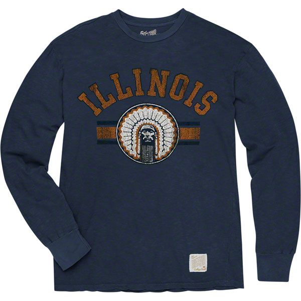 Illinois Fighting Illini Charcoal Vintage Chief Illiniwek Branded Long