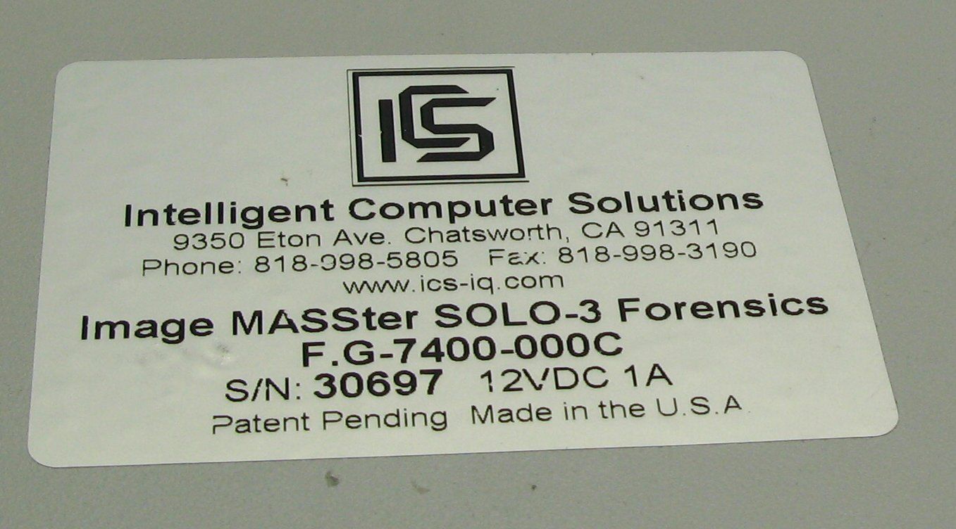 Intelligent Computer Solutions Solo 3 Forensics Hard Drive Duplicator