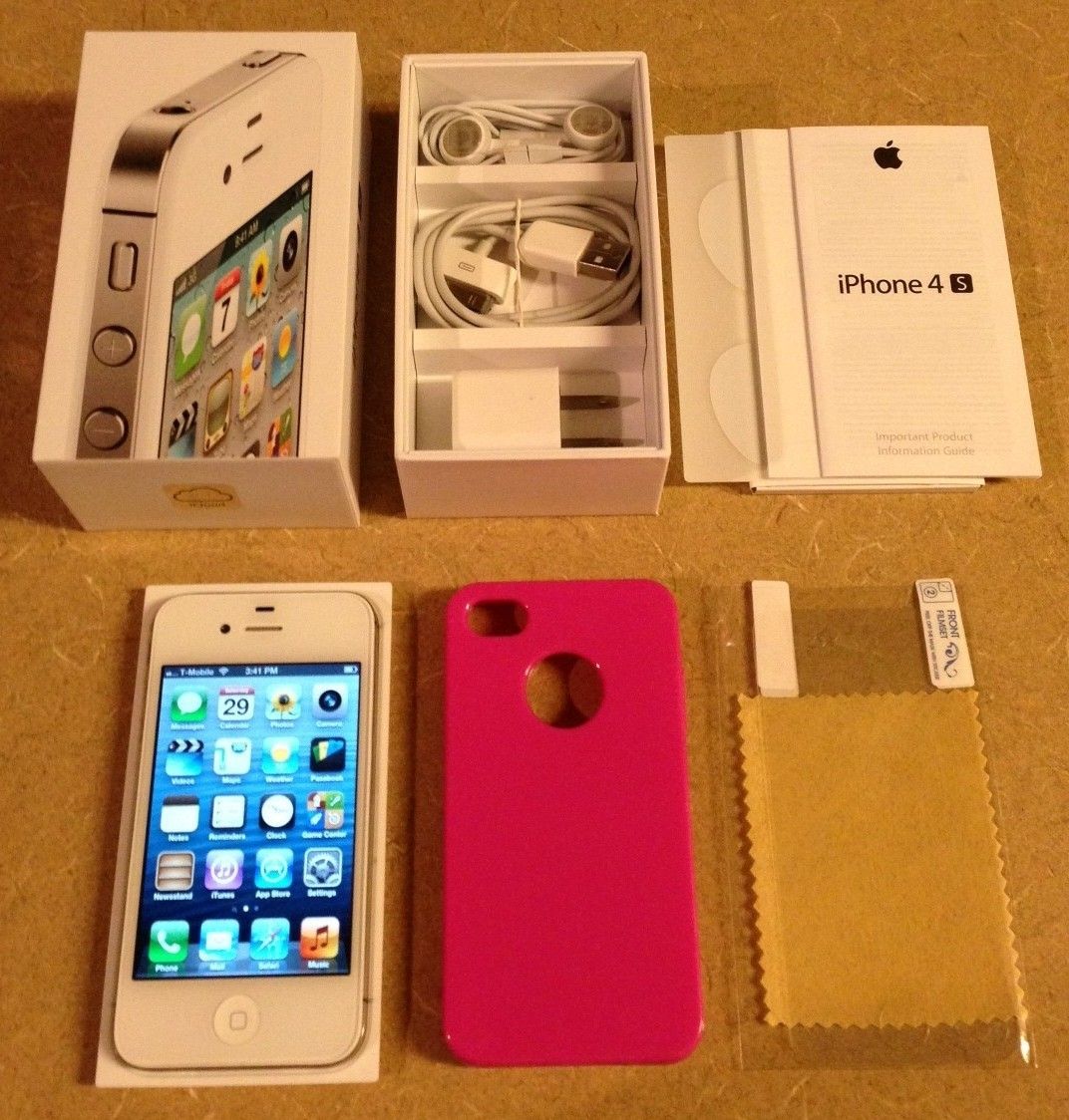 Near Mint Apple iPhone 4S Factory Unlocked T Mobile 16GB White w Box