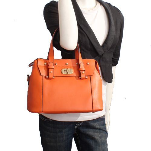 Genuine Italian Leather Orange Handbags Purse Hobo Bag Satchel Tote