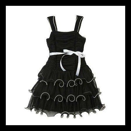 IZ Amy Byer Tiered Ruffle Hipster Special Occasion Black White Dress 4