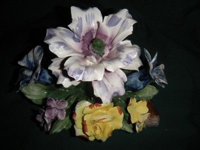  CAPODIMONTE ROSE FLOWER PEDAL BOUQUET CENTERPIECE FROM ITALY ITALIAN