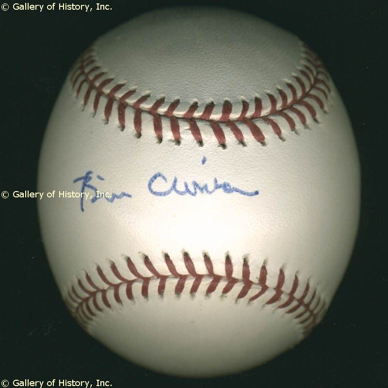 William J Bill Clinton Baseball Signed
