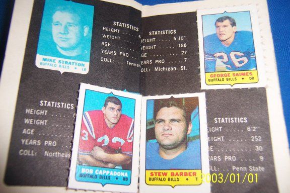 1969 Topps Buffallo Bills Team Set Jack Kemp George Byrd AFL Stamp