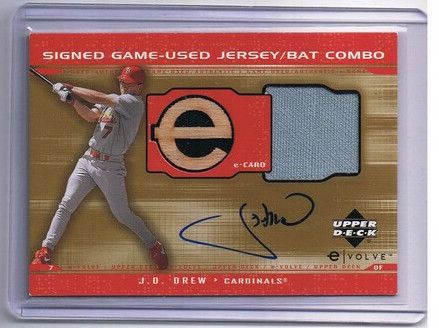 2001 Upper Deck JD Drew Game Used Jersey Auto Evolve