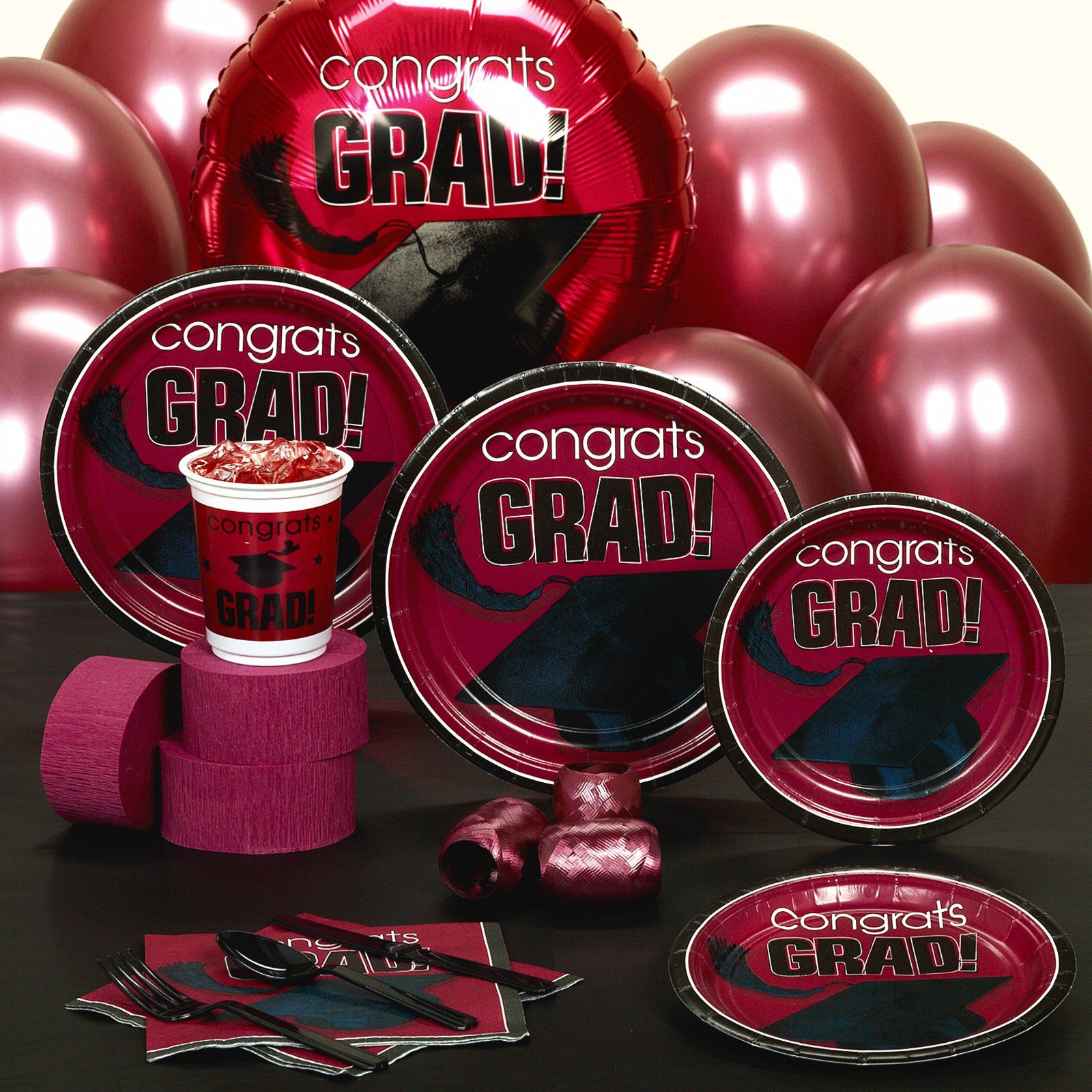 Congrats Grad Graduation Assorted Colors Party Sets New