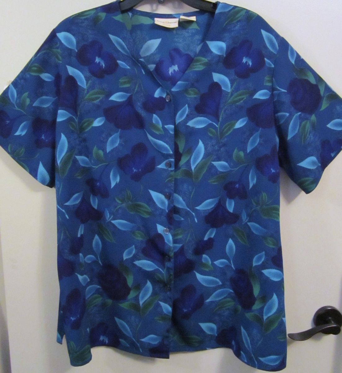 Jaclyn Smith Blue Floral Tunic Top Blouse Size 20W