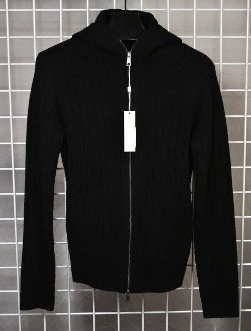 Lindeberg Mauritz Heavy Rib Knit Sweater Lambs Wool Zip Front $285