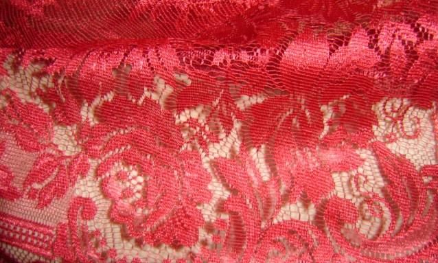 Vtg Red Sheer Crochet Lace Overlay Burnout Jacket Top Shirt Duster