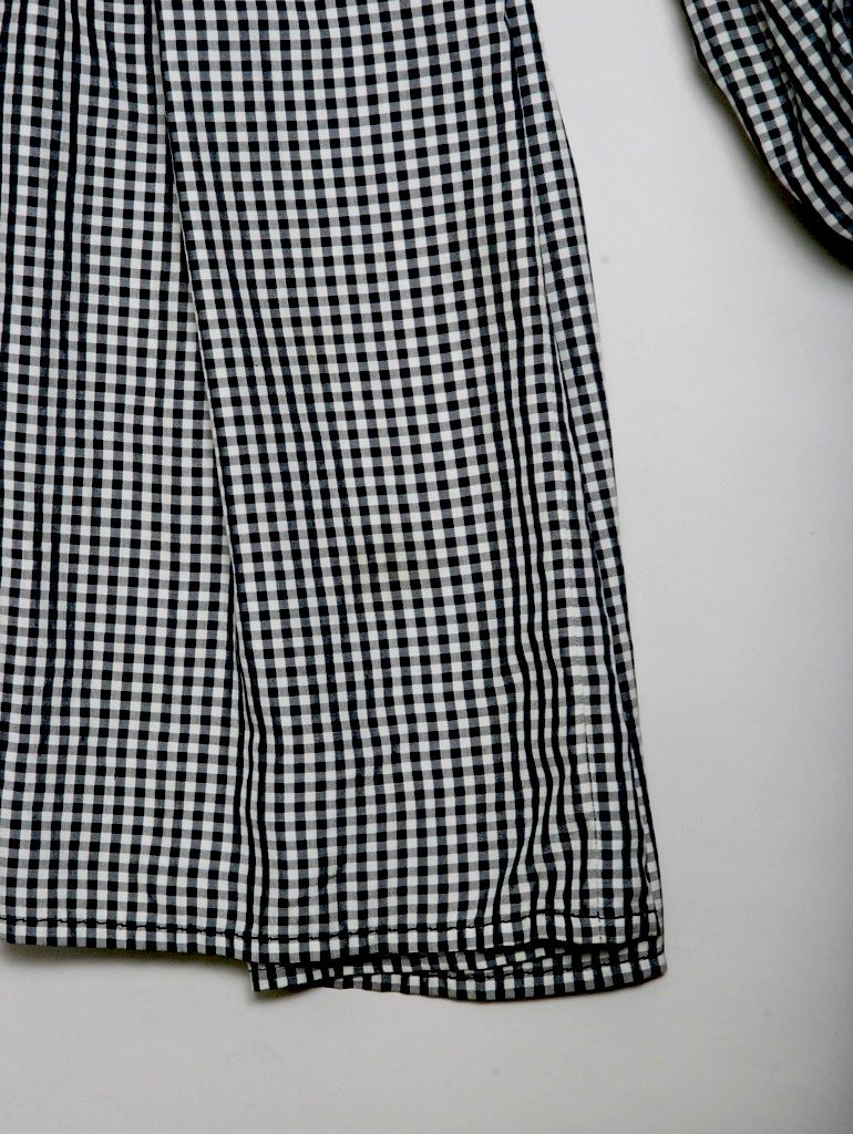  Couture Black White Plaid Pleated Silk Tunic Shirt by Galanos