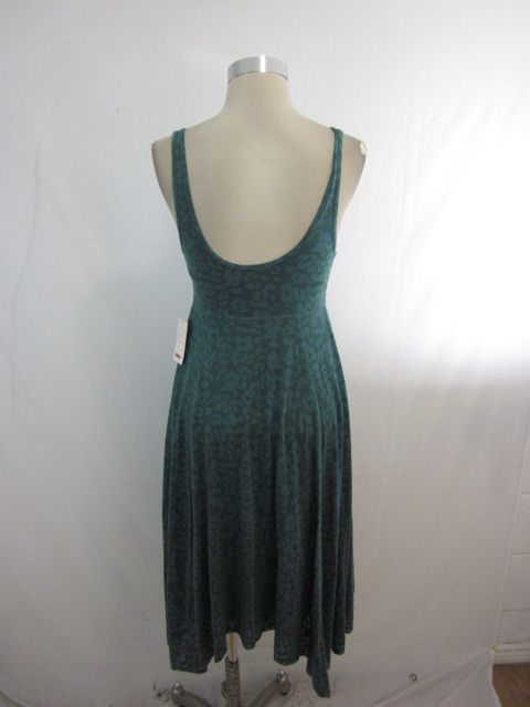 New Free People Jade Green Leopard Burnout Knit Asymmetrical Dress