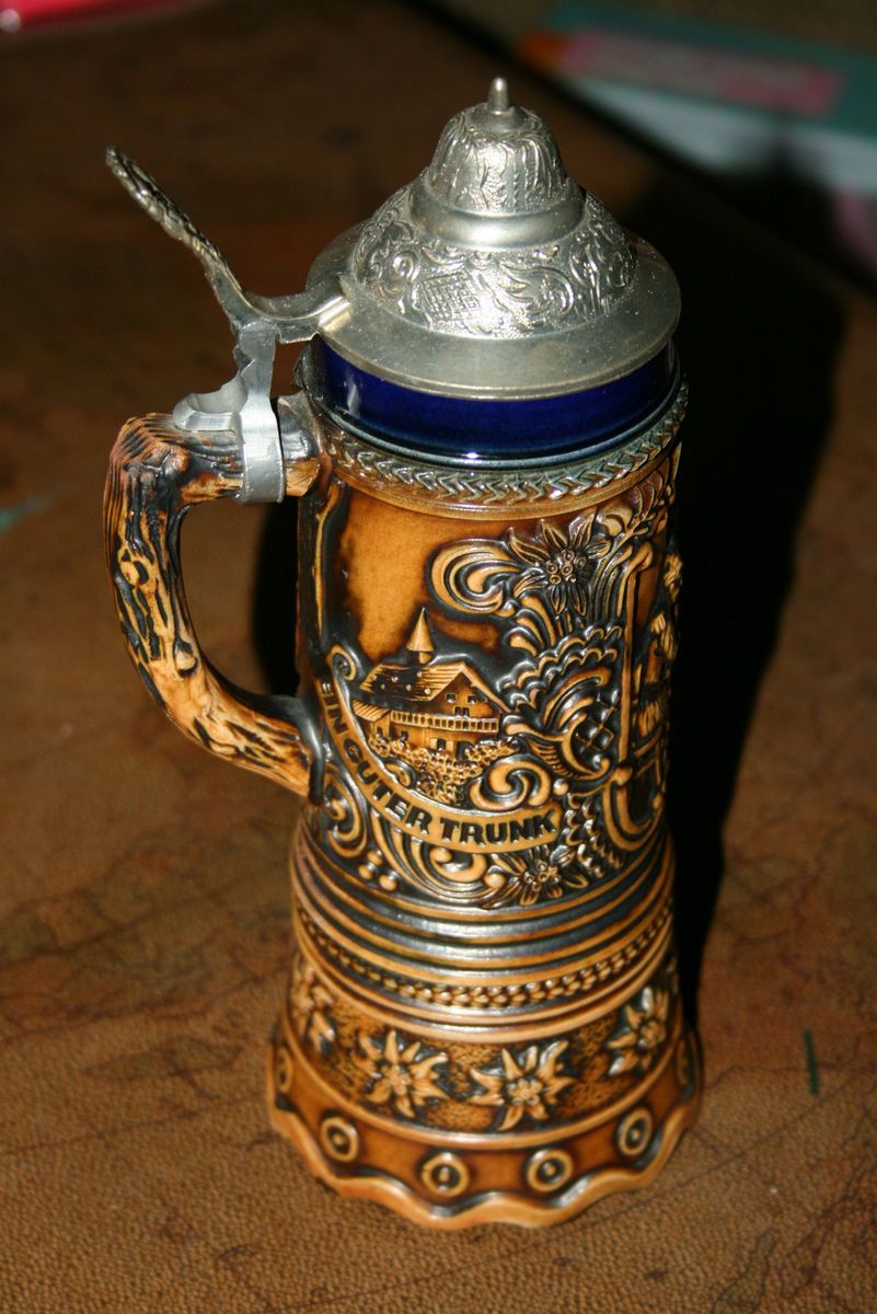  German Beer Stein w Pewter Lid Music Box Dr Schiwago Vtg L K