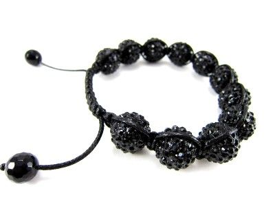 Iced 12mm Black Macrame Shamballa Jay Z Lebron Bracelet