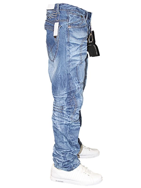 Mens Blue CRU10 AM010 Designer Tapered Jeans All Sizes