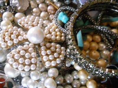 Huge Vintage Now Costume Jewelry Junk Craft Salvage Repair Rhinestone