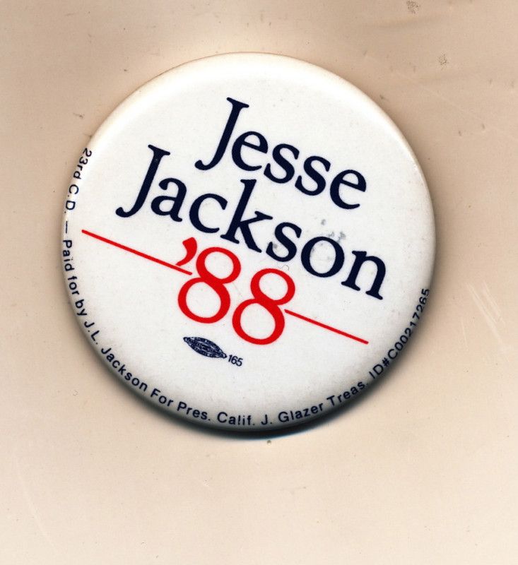 Jesse Jackson for President Campaign Button 1988