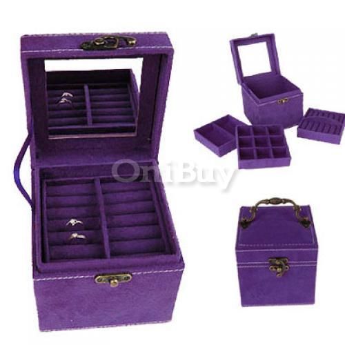 100 New Large Purple Jewelry Box Storage Case w Lock