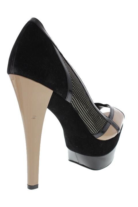Jessica Simpson Match Black Platforms Colorblock Peep Toe Heels Shoes