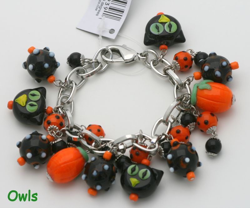 Halloween Glass Dangle Charm Bracelet Jewelry 6 Styles