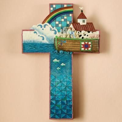 Jim Shore Heartwood Creek Wall Hanging Cross Noahs Ark