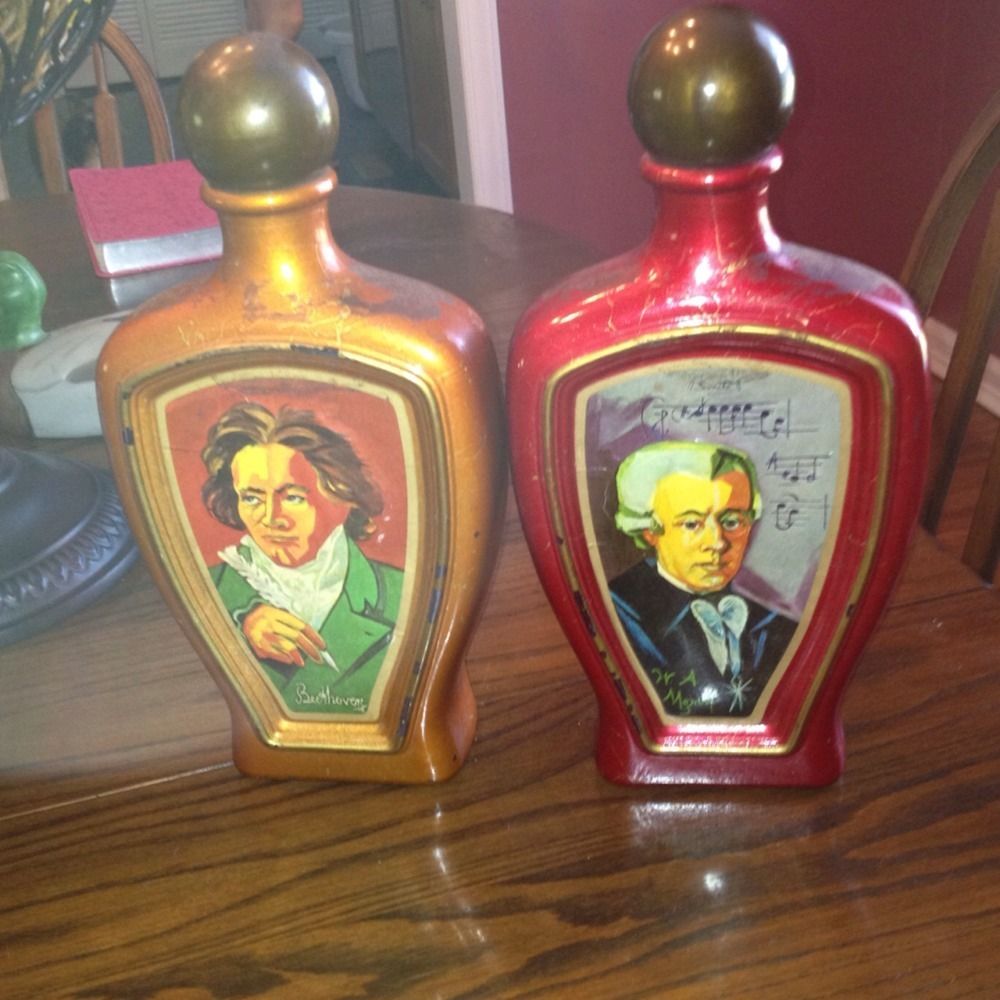 Jim Beam Liquor Bottles Edward Weiss Beethoven and Mozart Bottles