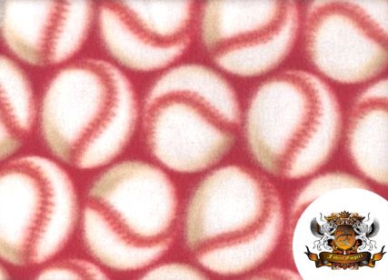 Polar Fleece Fabric Printed Baseball Red Print BTY