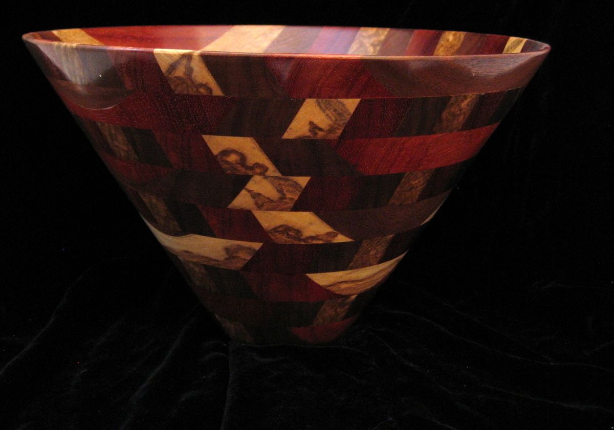   TURNED BOWL Sugarberry Black Walnut Padauk artist Joe K of Tennessee