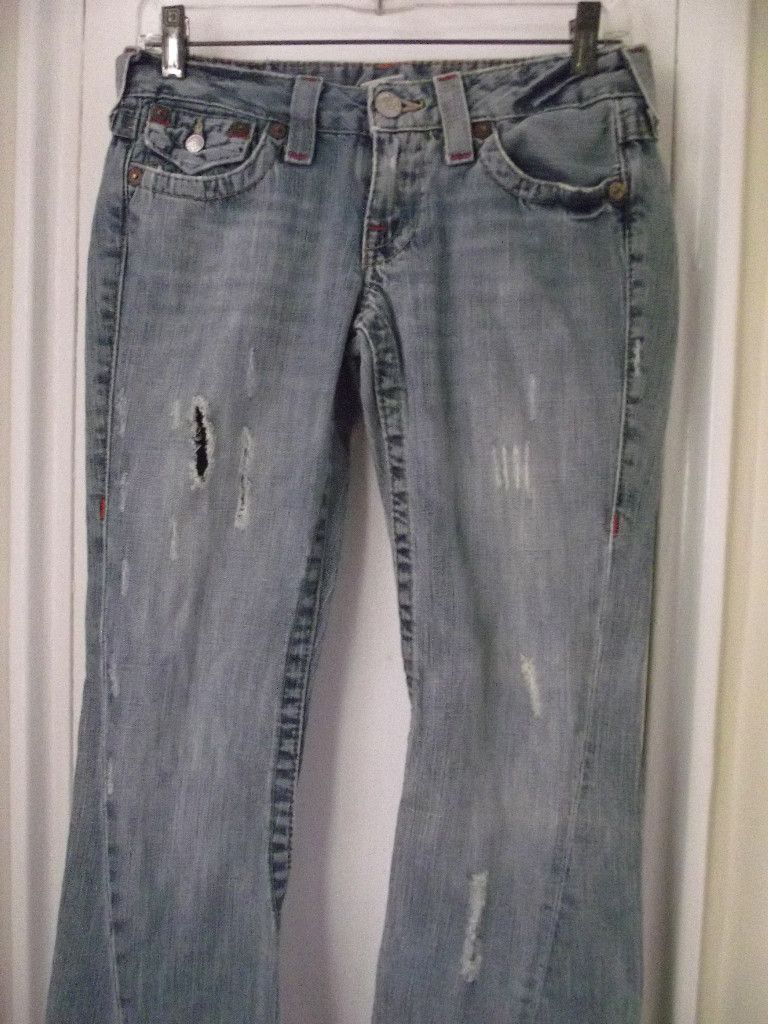 Women Junior True Religion World Tour Joey Twisted Leg Denim Pants 27