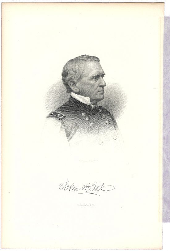 John Adams Dix Civil War General NY Governor Antique Engraving Print D