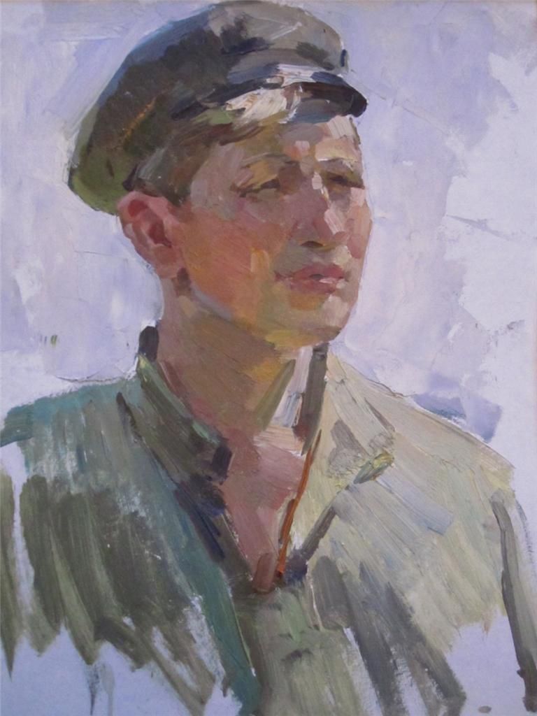 Russian School Mid 20thC Impressionist Original Oil Painting Portrait