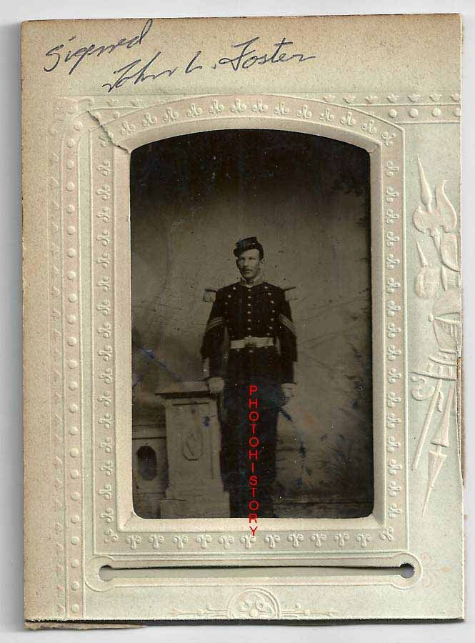 Identified Civil War Tintype John L Foster Web Info 14th REGD Band N Y