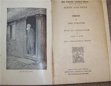 Birds and Bees Essays by John Burroughs 1907 Riverside Literature