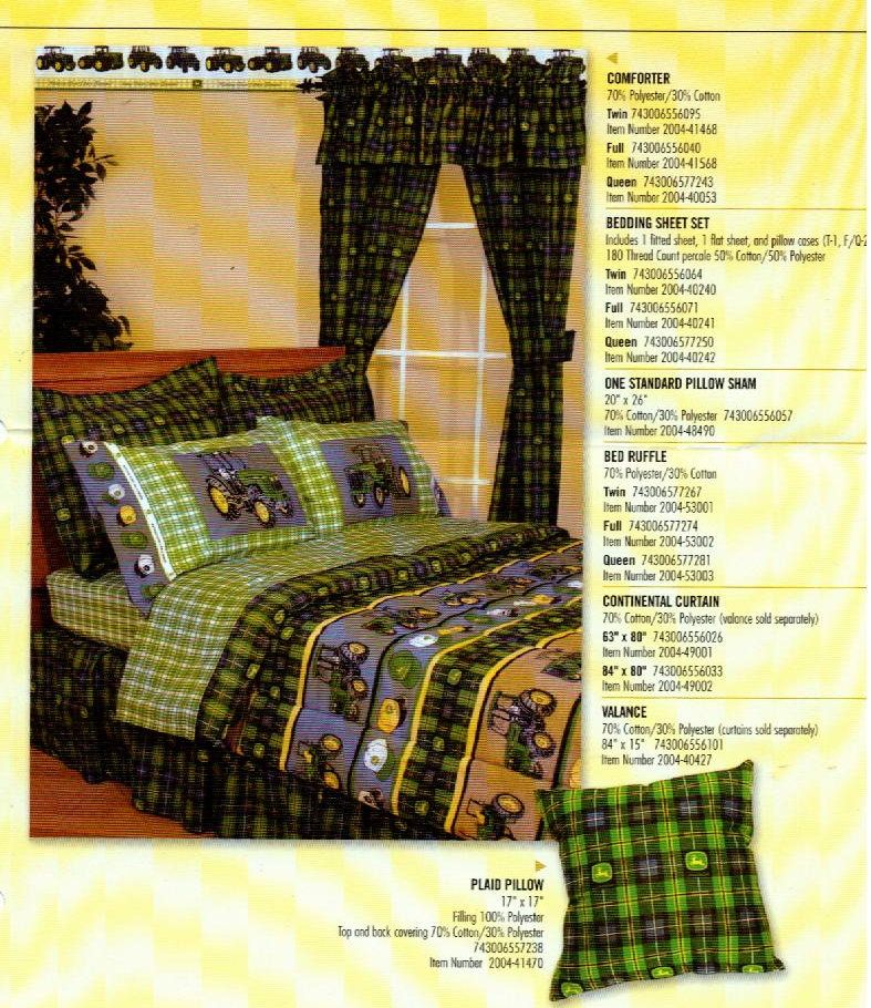 John Deere Blue Plaid Fabric Shower Curtain Bathroom