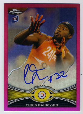 Chris Rainey RC Auto 2012 Topps Chrome Pink Refractor 70 75  