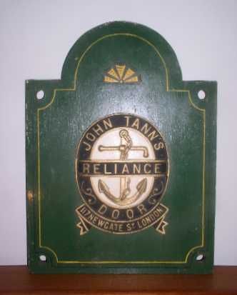 John Tann's Reliance Door Plaque Strong Room Safe Vault  