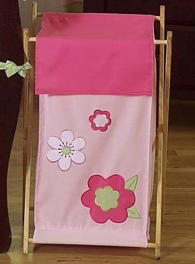 SWEET JOJO DESIGNS KID BABY CLOTHES LAUNDRY HAMPER FOR FLOWER PINK GREEN BEDDING  