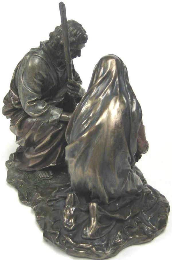 Nativity Bronzed Statue Jesus Mary Joseph Christian  