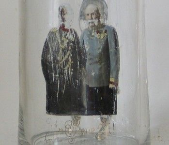 Antique German Glass Beer Stein Kaiser Wilhelm Emperor Franz Joseph C 1914  