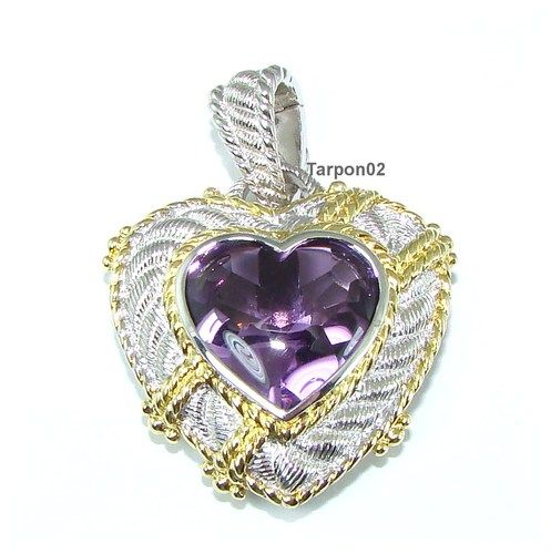 Judith Ripka 8 00ct Amethyst Heart 14K Clad Sterl  Enhancer 1 5 8 L  