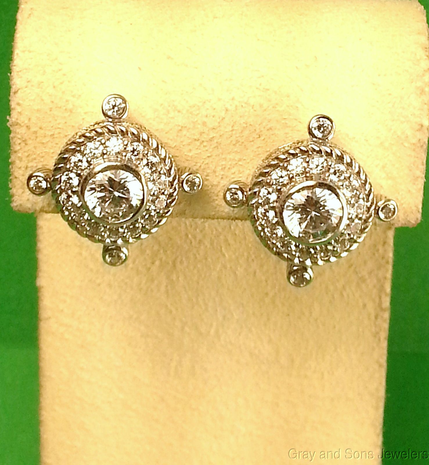 Judith Ripka Sterling Silver Clip Earrings w Diamonique Simulated Diamonds  