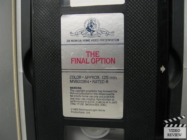 Final Option The VHS Lewis Collins Judy Davis  