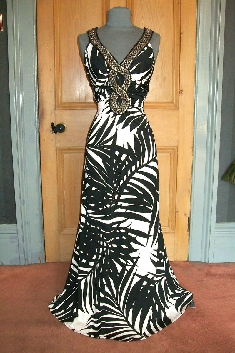 Gorgeous Julien MacDonald Palm Print Maxi Dress Size 16