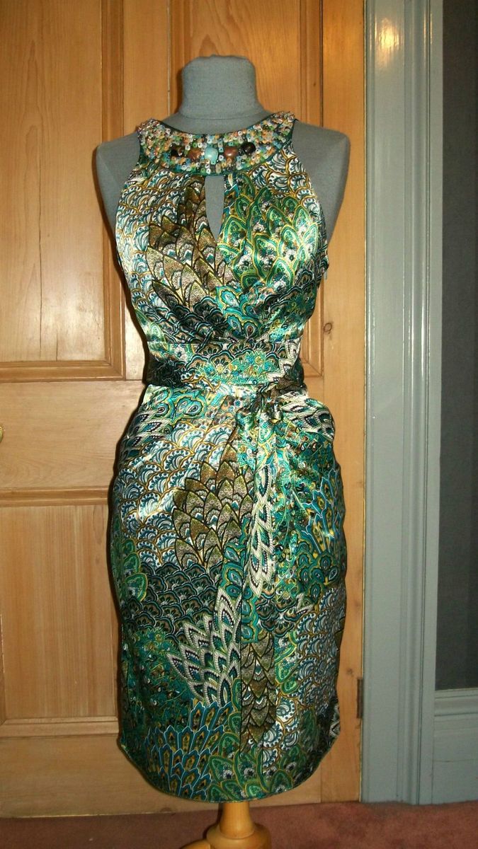 Gorgeous Julien MacDonald Peacock Evening Dress Size 14