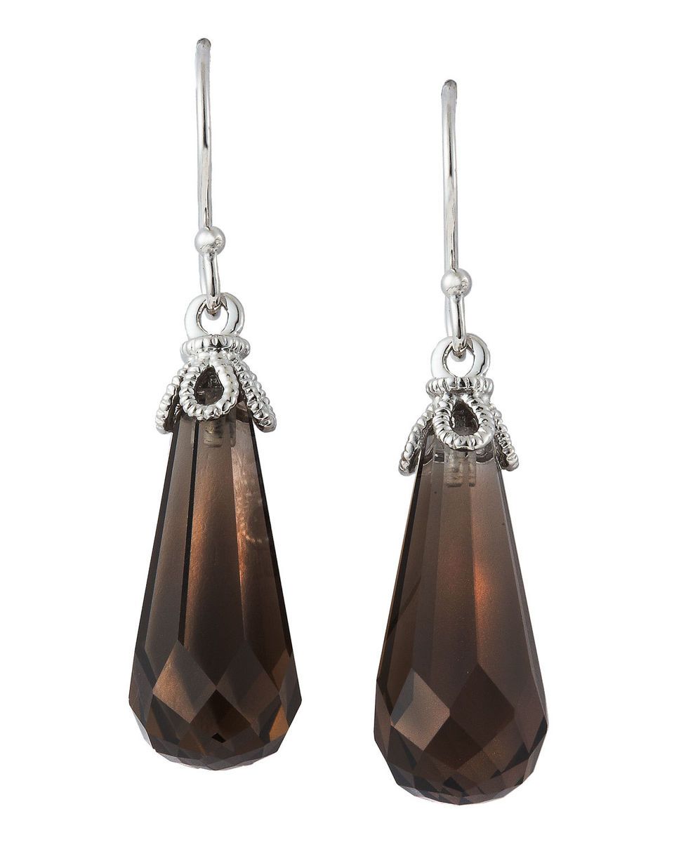 Judith Ripka Briolette Earrings Brown Quartz