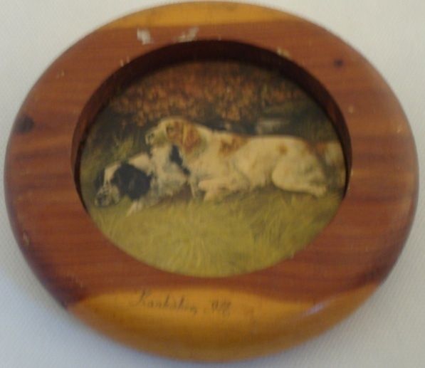 Vintage English Setter Plaque Kankakee IL Souvenier