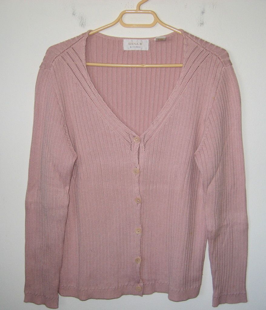 Womens Dana B Karen Mauve Cardigan Sweater Size L