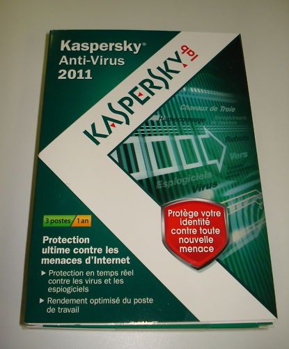Kaspersky AntiVirus 2011 free upgrade to 2012 3 PC New CD and Retail