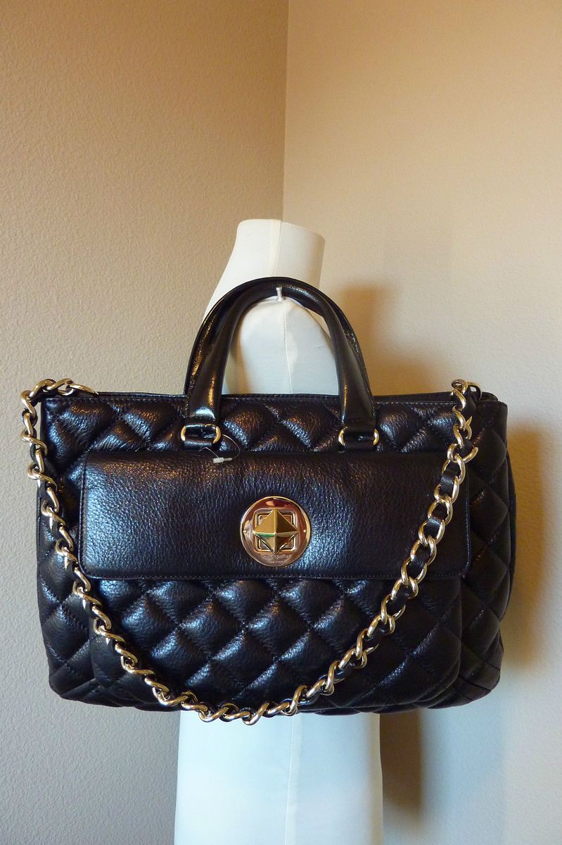 New Kate Spade Black Quilted Campbell Gold Coast Leather Bag $595